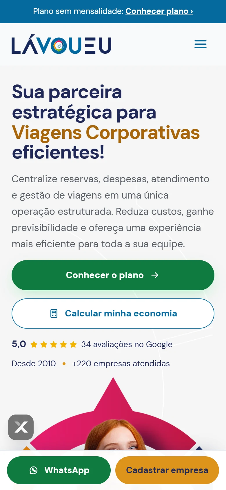 Lá Vou Eu — página inicial no celular