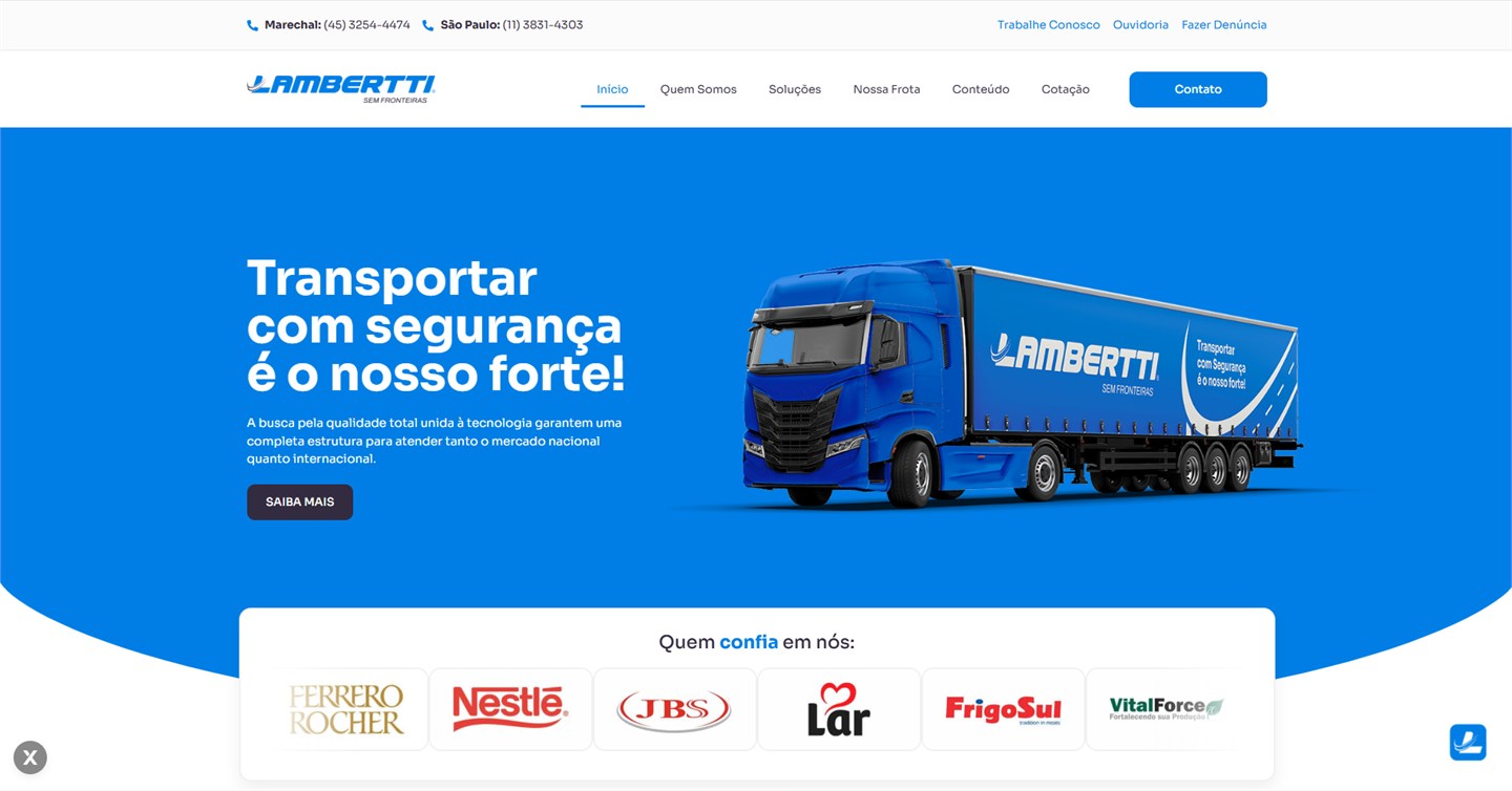 Lambertti Logística — Experiência desktop