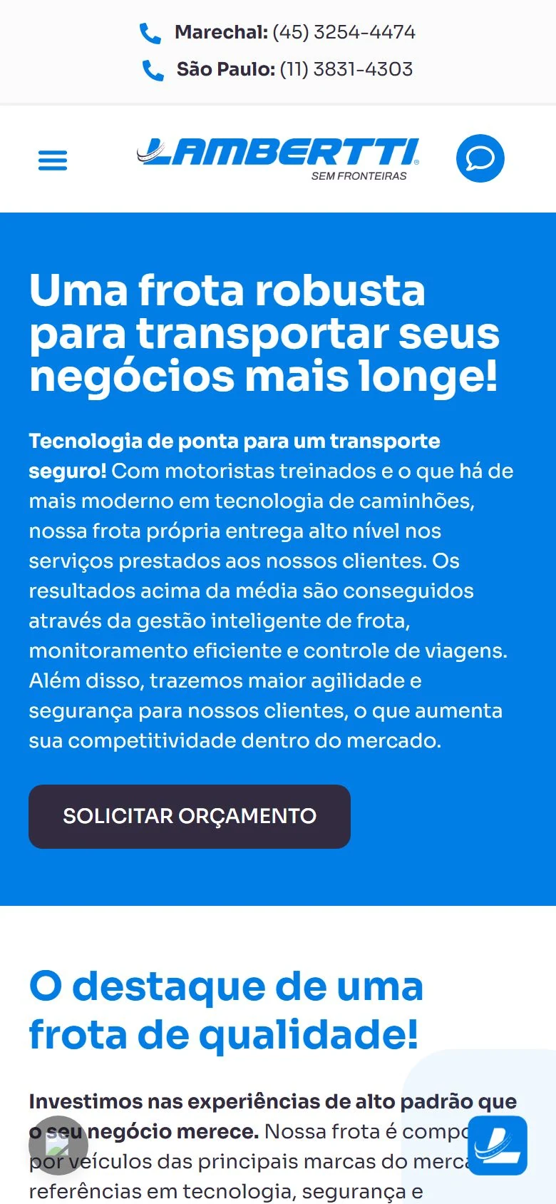 Lambertti Logística — Nossa frota · mobile