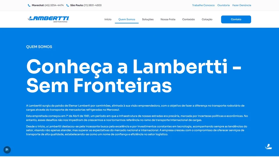 Lambertti Logística — Quem somos · desktop