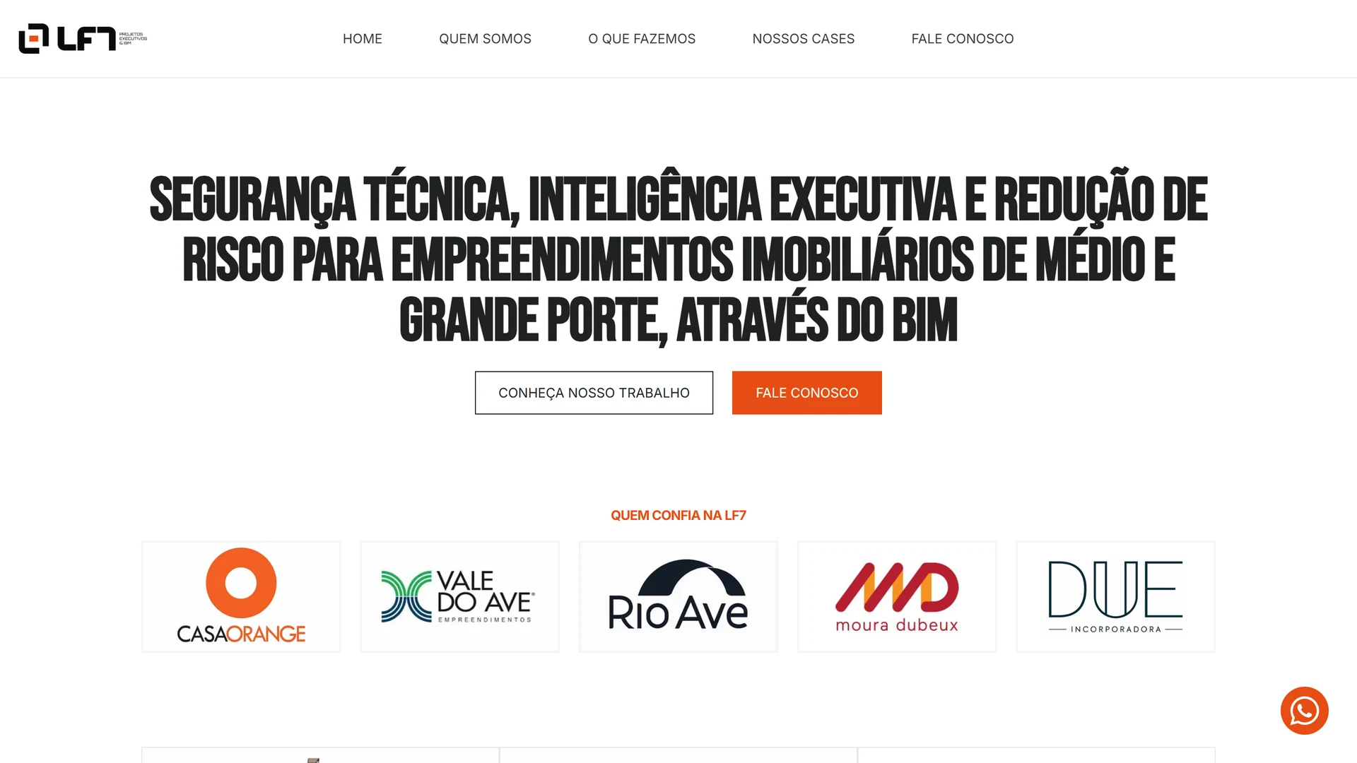 LF7 Projetos — página inicial no computador