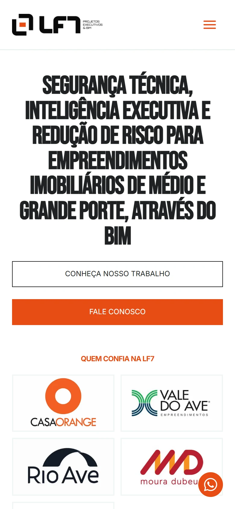 LF7 Projetos — página inicial no celular