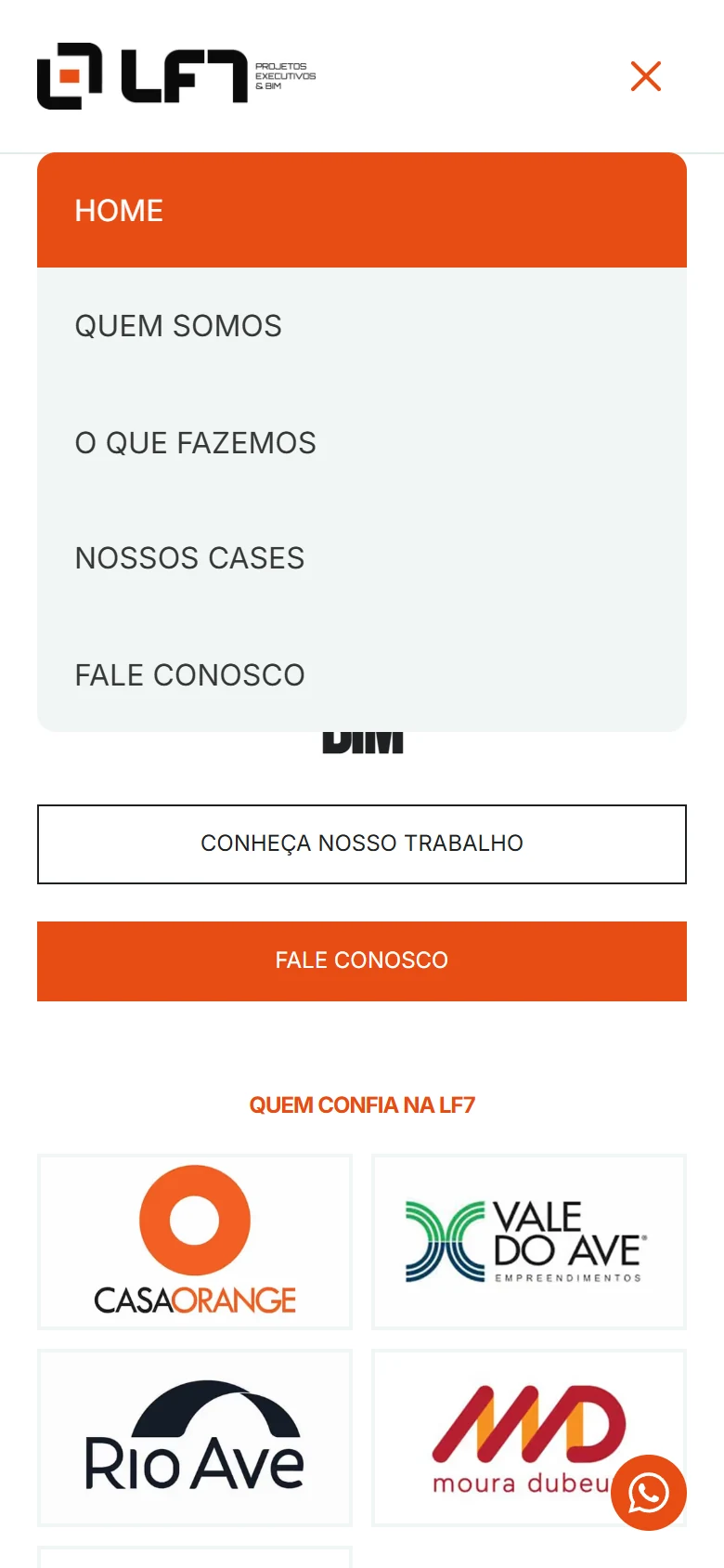 LF7 Projetos — Menu · mobile