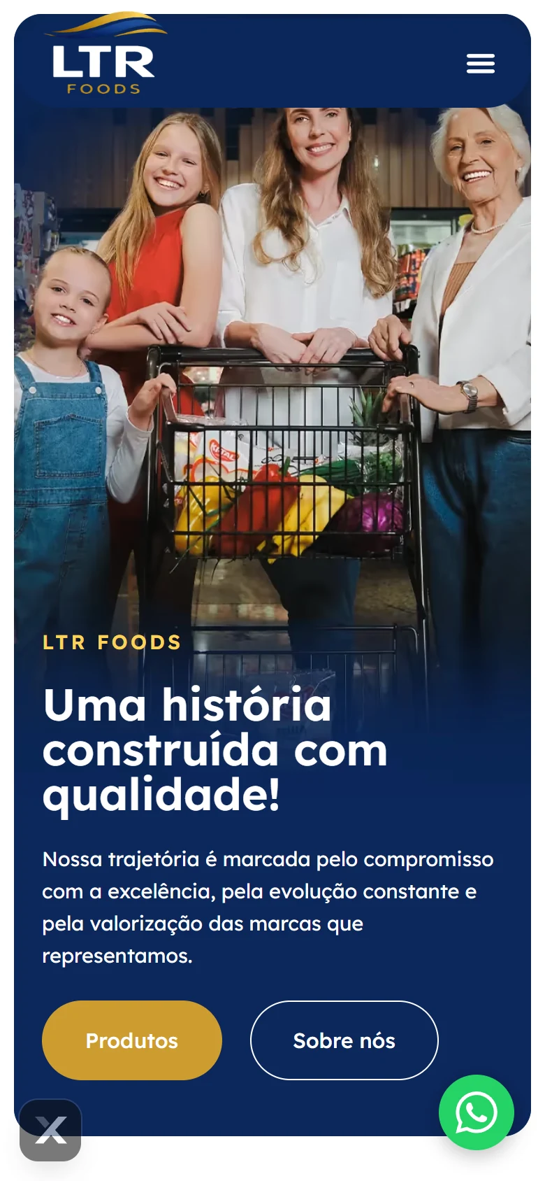 LTR Foods — página inicial no celular
