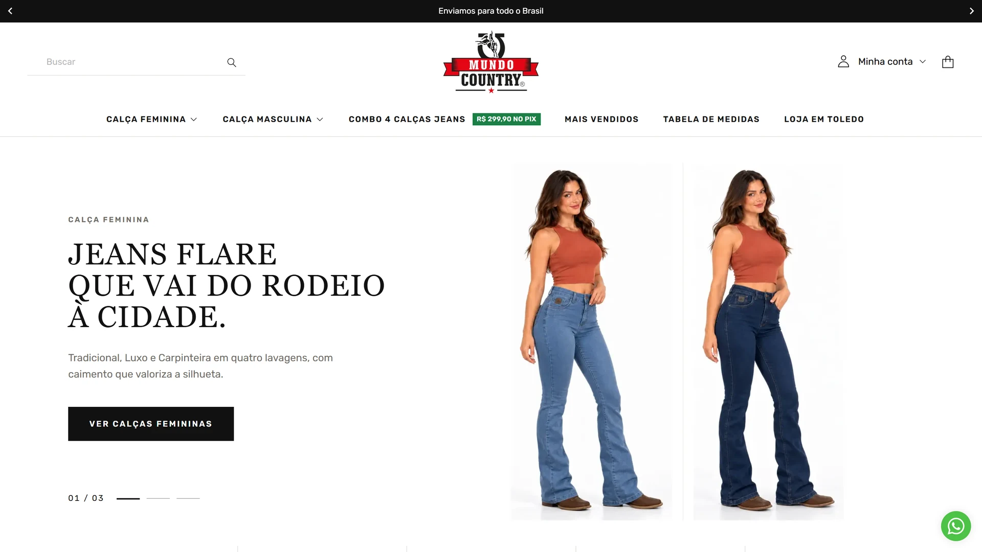 Mundo Country — página inicial no computador