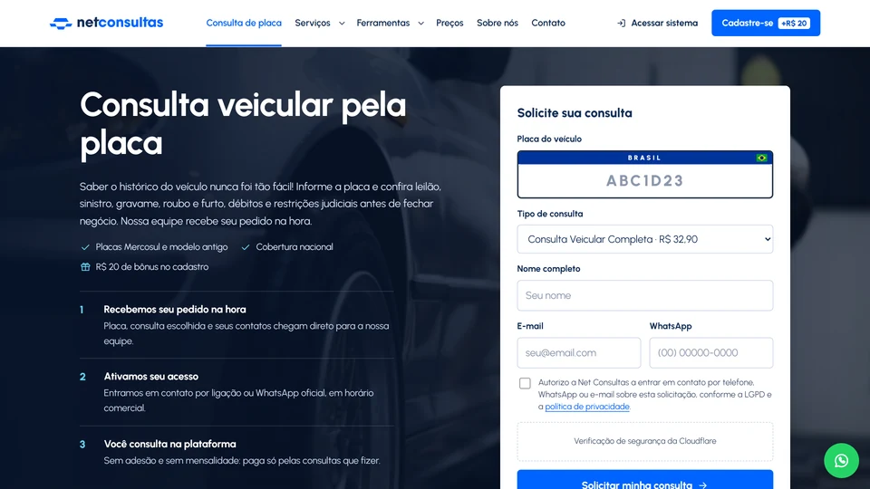 Net Consultas — Consulta pela placa · desktop