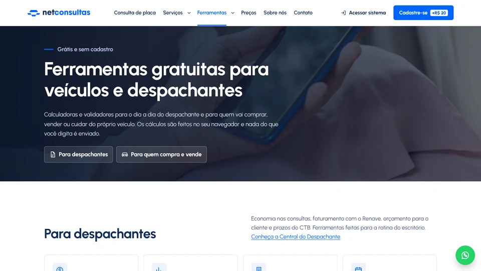 Net Consultas — Ferramentas gratuitas · desktop