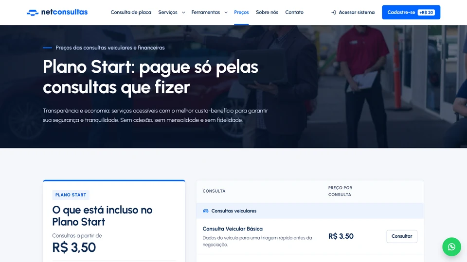 Net Consultas — Preços publicados pelo painel · desktop