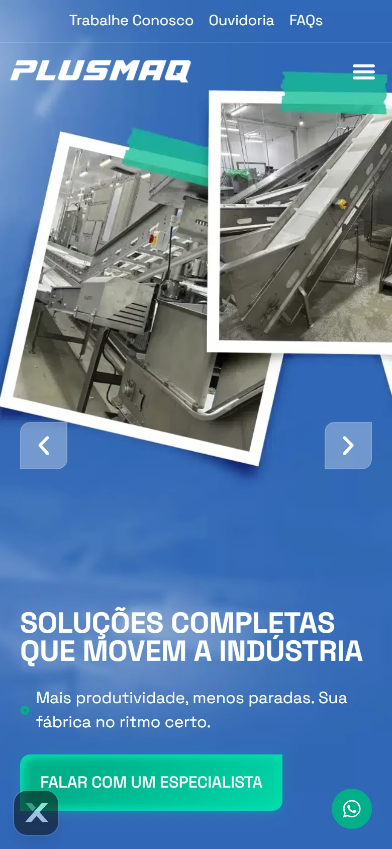 Plusmaq — página inicial no celular