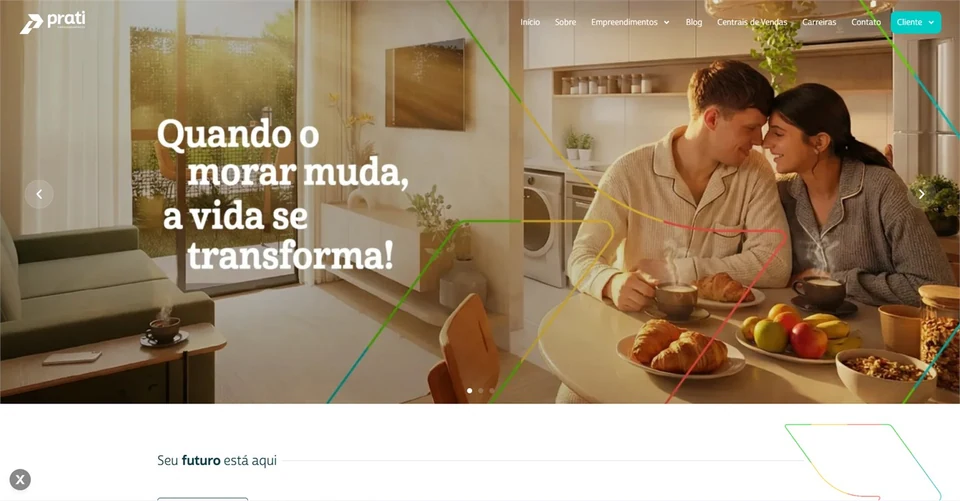 Tela do site da Prati Empreendimentos desenvolvido pela FGX