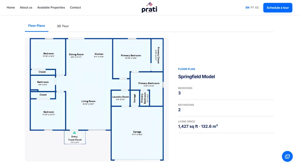 Prati Homes — Planta do modelo Springfield · desktop