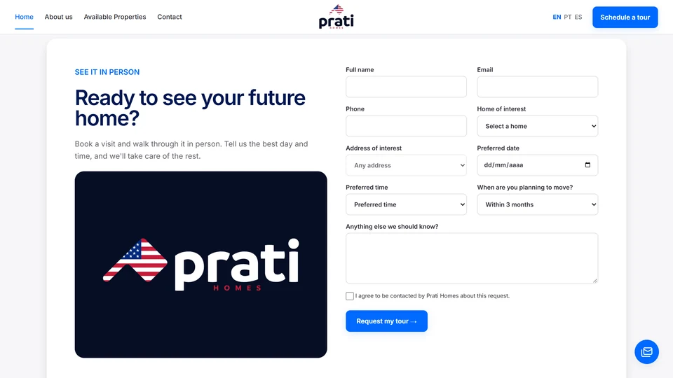 Prati Homes — Agendamento de visita · desktop