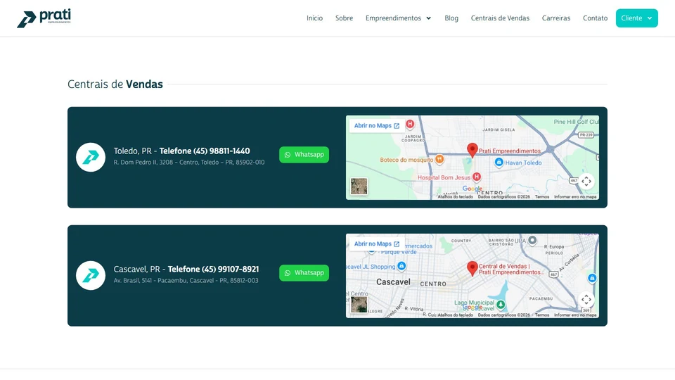 Prati Empreendimentos — Centrais de vendas · desktop