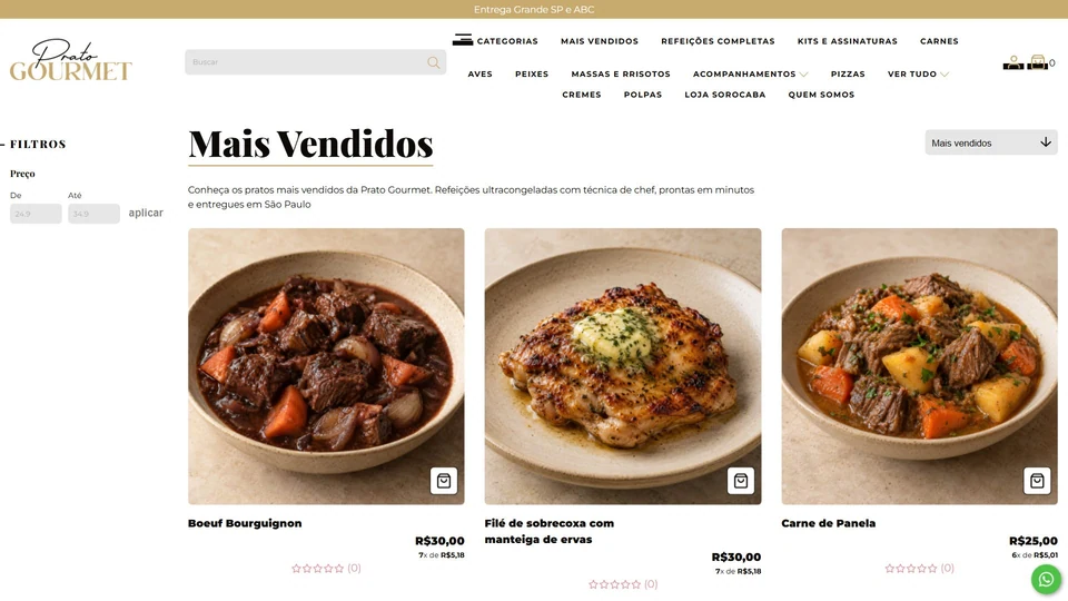 Prato Gourmet — Mais vendidos · desktop