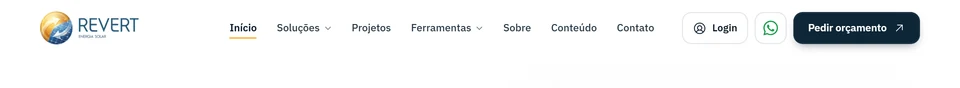 Revert Energia Solar — Cabeçalho do site