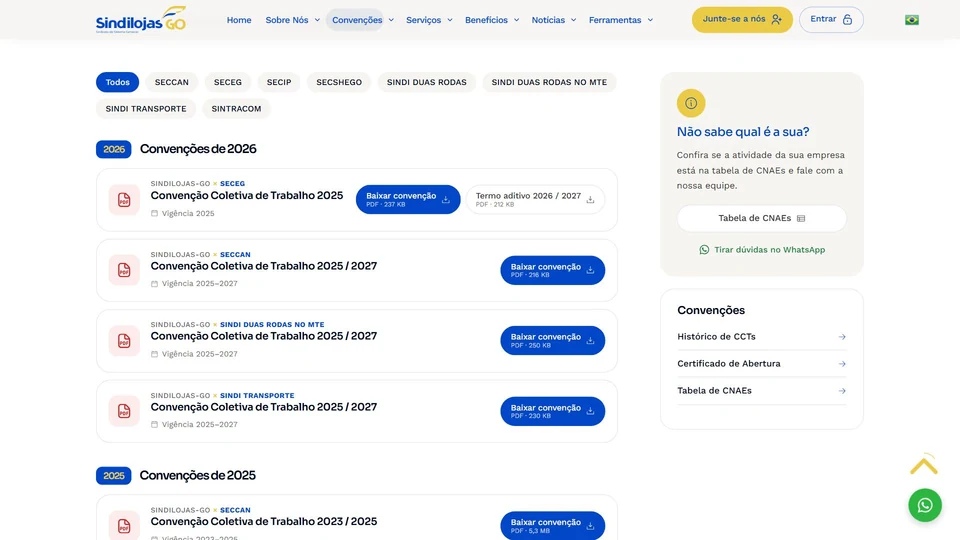 Sindilojas GO — Convenções coletivas vigentes · desktop