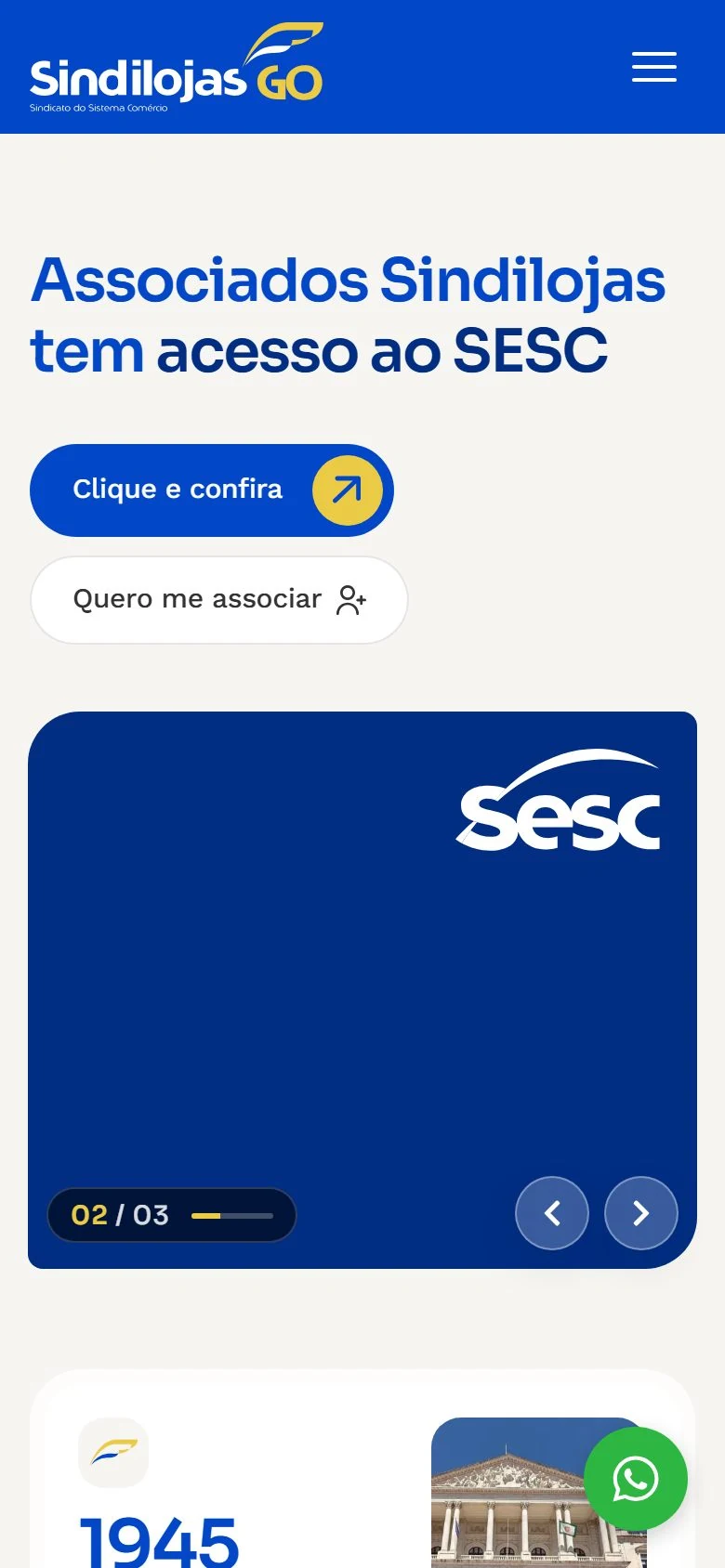 Sindilojas GO — página inicial no celular