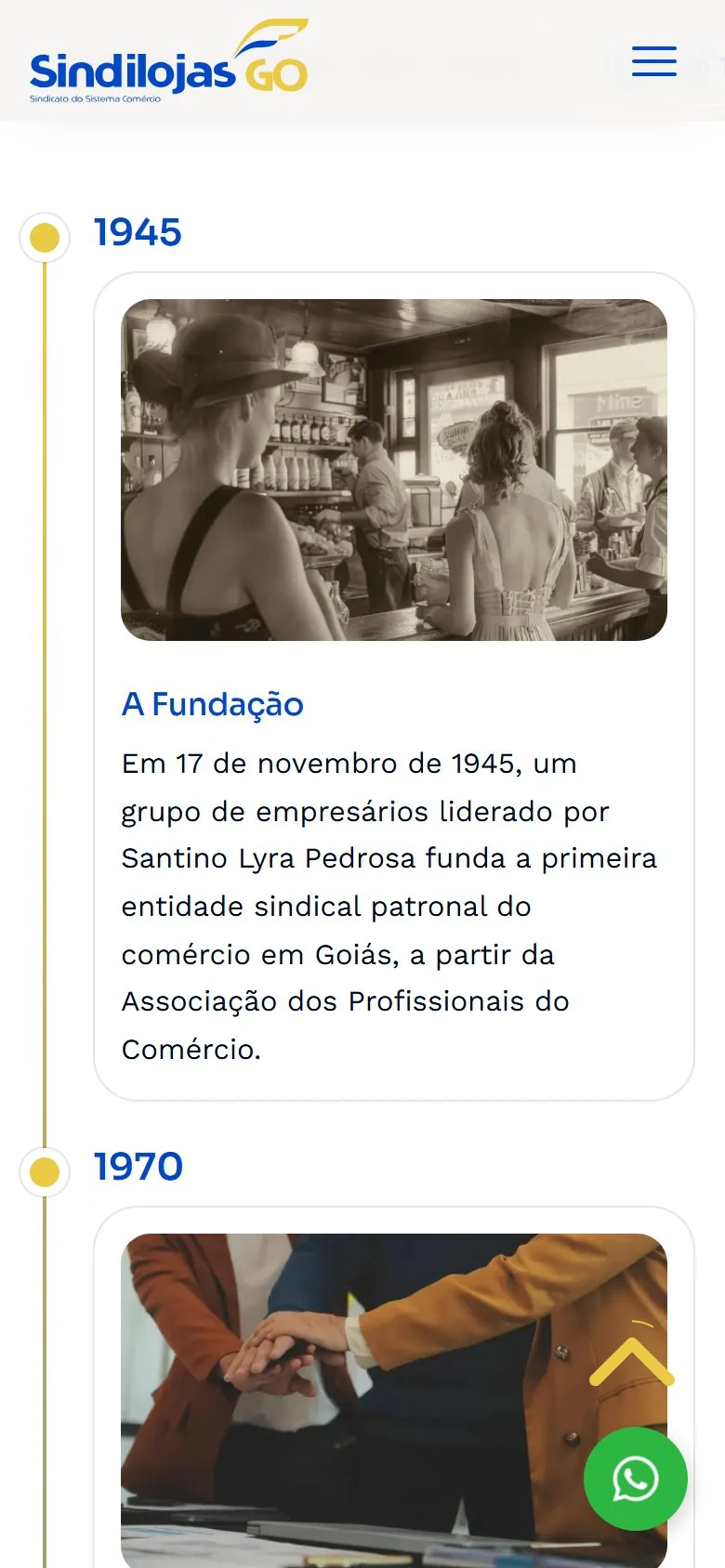 Sindilojas GO — Linha do tempo · mobile