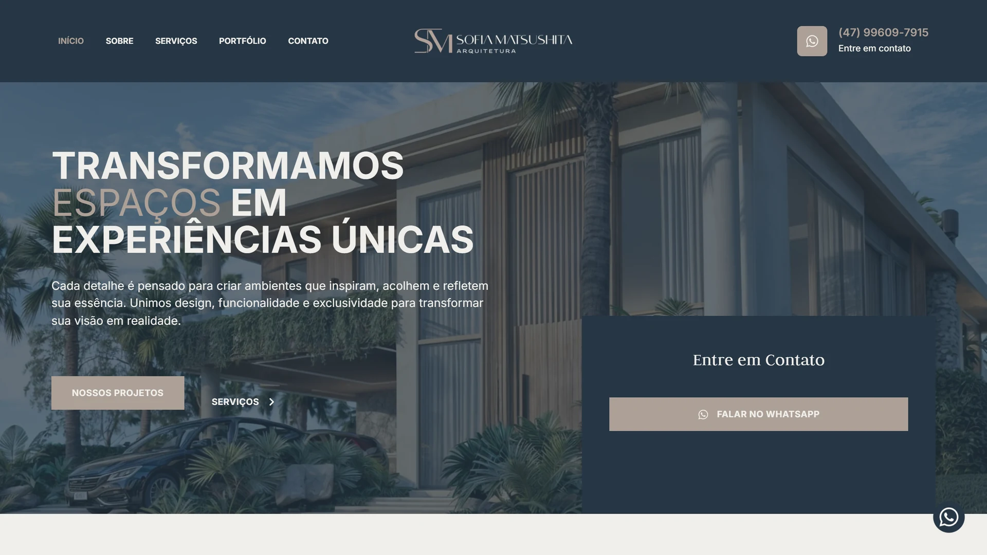 Sofia Matsushita Arquitetura — página inicial no computador