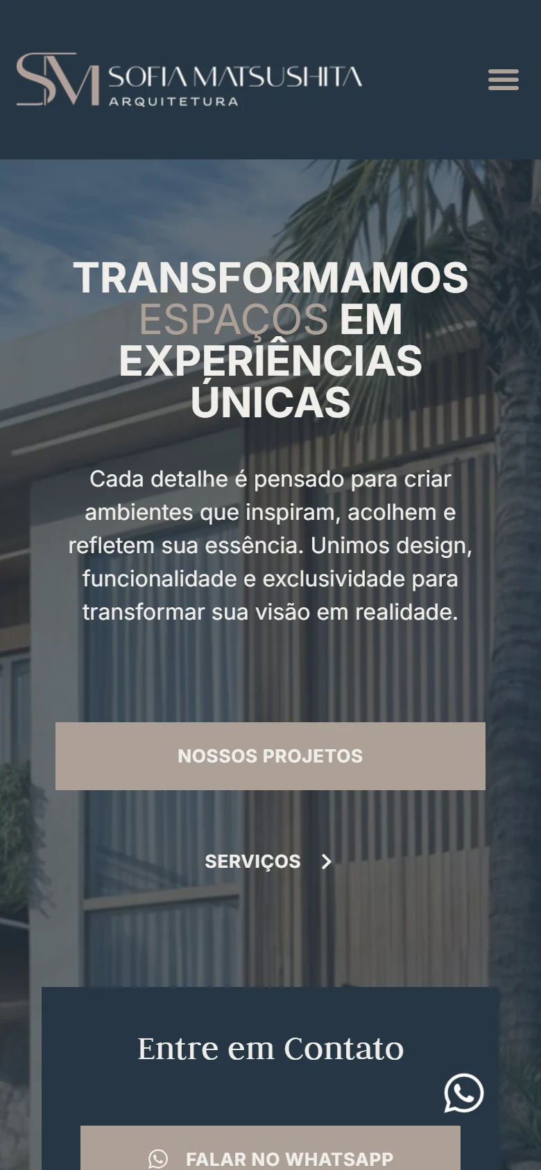 Sofia Matsushita Arquitetura — página inicial no celular