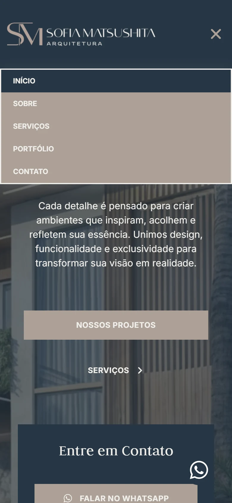 Sofia Matsushita Arquitetura — Menu · mobile