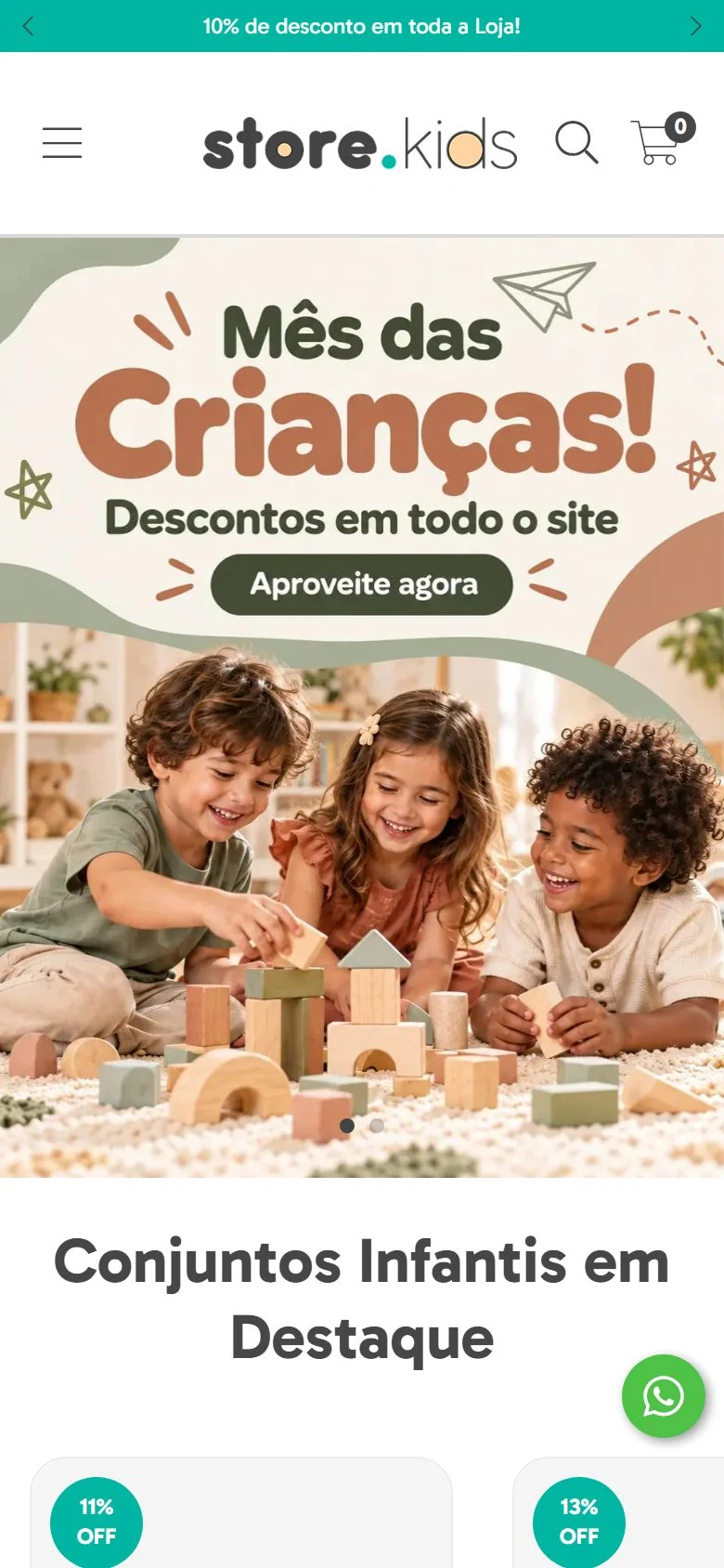 Store Kids — Página inicial · mobile
