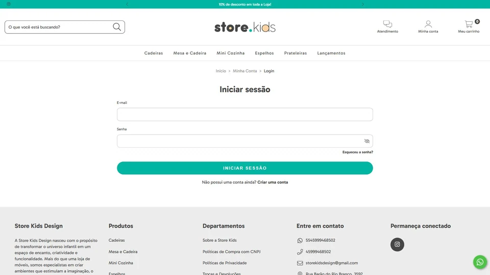 Store Kids — Entrar na conta · desktop