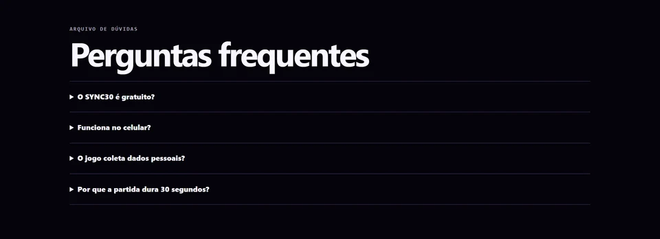 SYNC30 — Perguntas frequentes