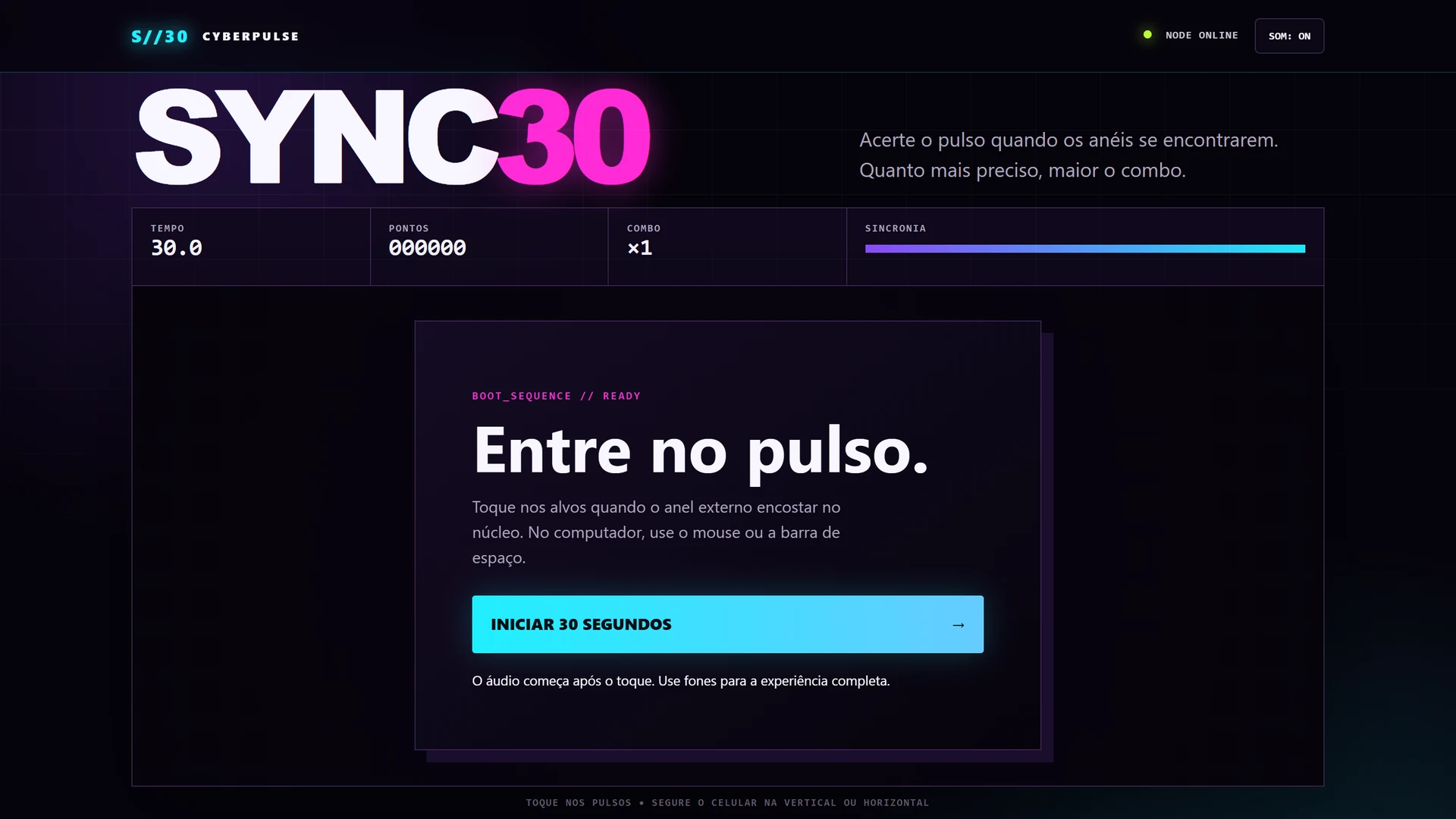 SYNC30 — página inicial no computador