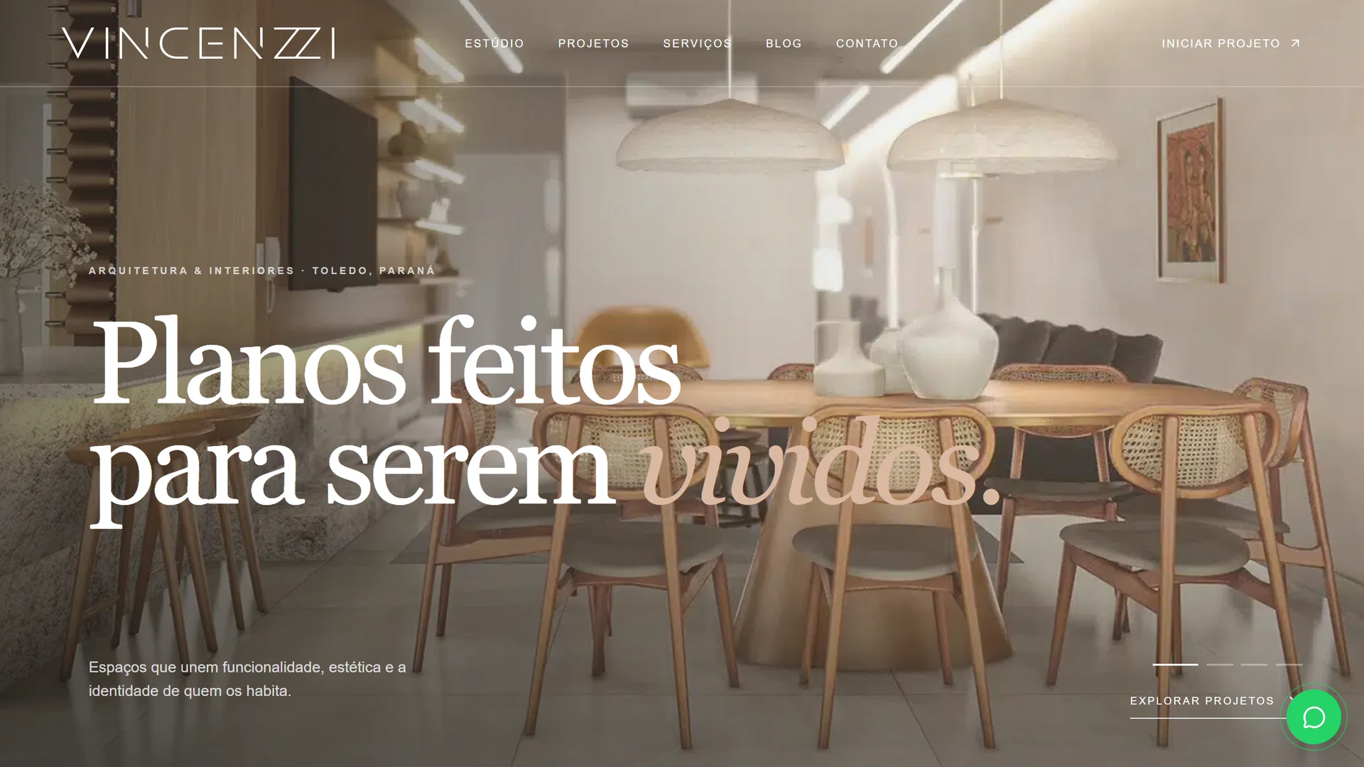 Vincenzzi Arquitetura — página inicial no computador