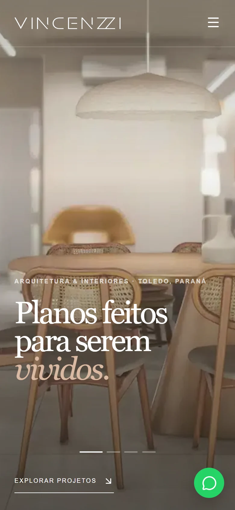 Vincenzzi Arquitetura — página inicial no celular